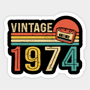 Vintage 1974 50th Birthday Gift Idea Retro Cassette Tape Sticker